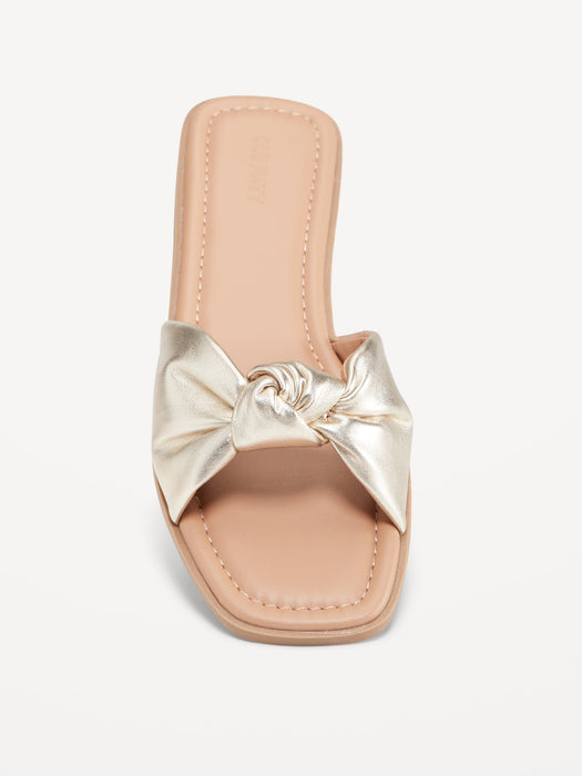 Knot-Front Slide Sandals