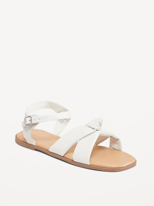 Faux-Leather Knotted Strap Sandals for Girls