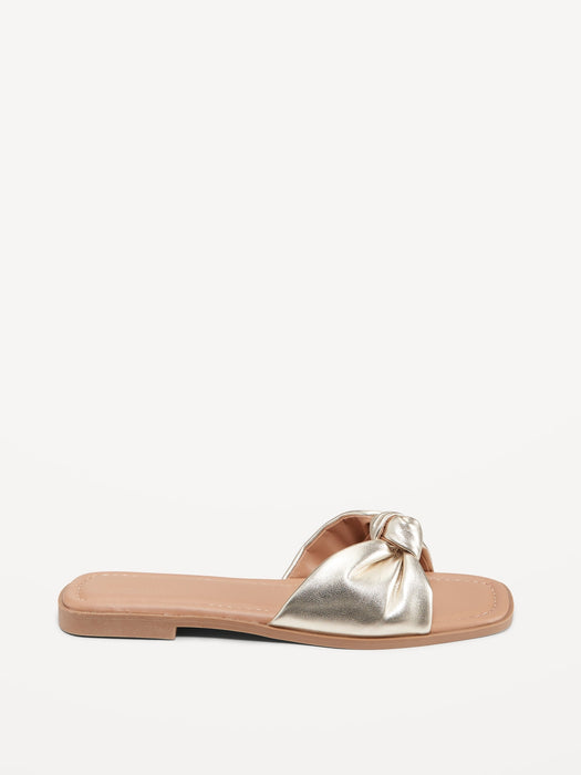 Knot-Front Slide Sandals