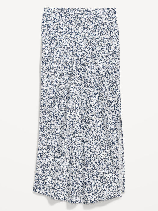 High-Waisted Midi Slip Skirt