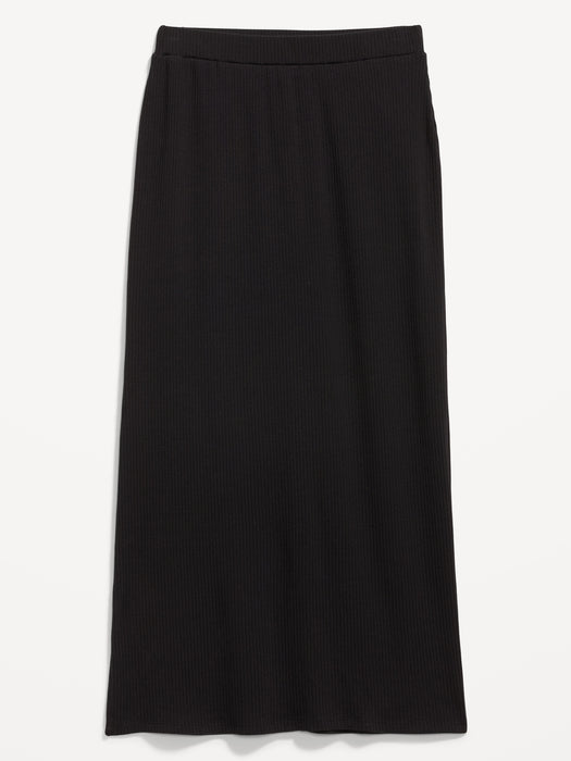 High-Waisted Rib-Knit Maxi Skirt