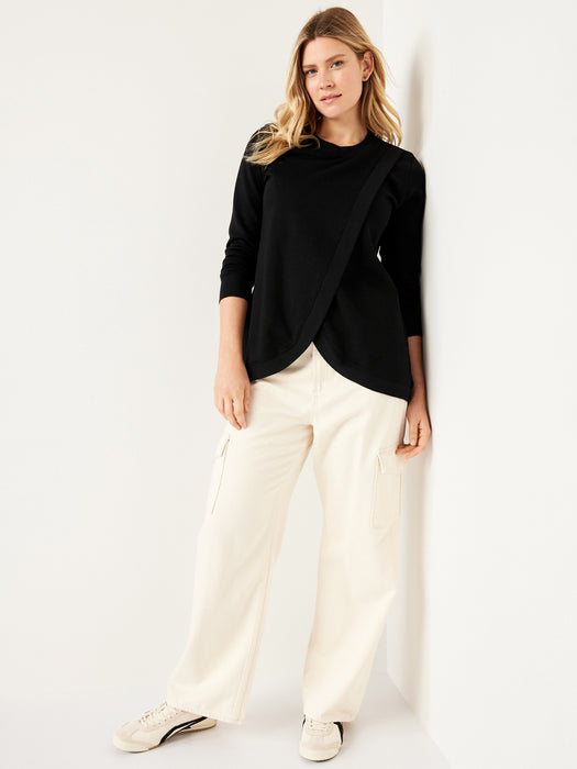 Maternity Cross-Front Nursing Sweatshirt