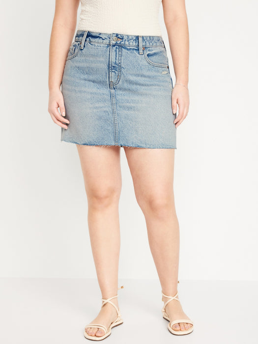Mid-Rise OG Straight Cut-Off Jean Mini Skirt
