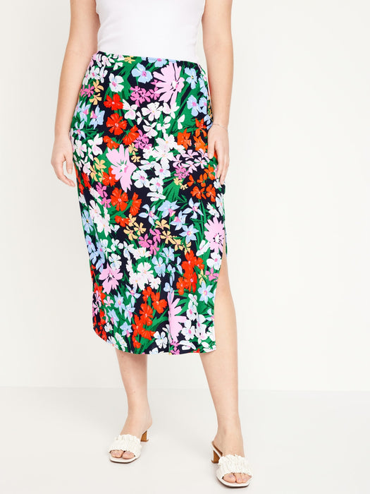 High-Waisted Midi Slip Skirt