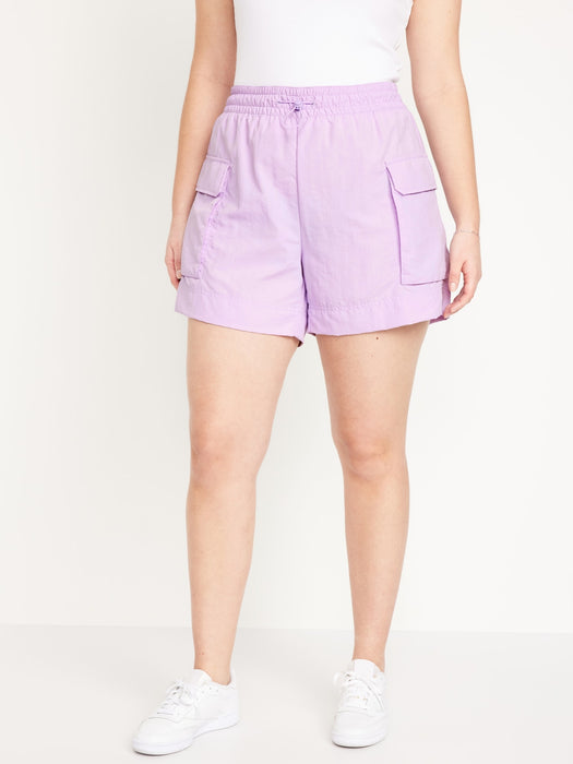 High-Waisted Cargo Utility Shorts -- 5-inch inseam