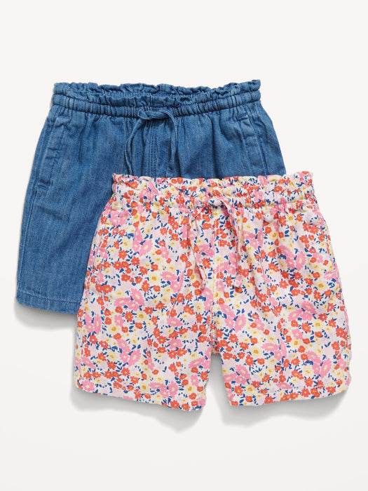 Linen-Blend Pull-On Shorts 2-Pack for Toddler Girls