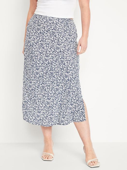 High-Waisted Midi Slip Skirt
