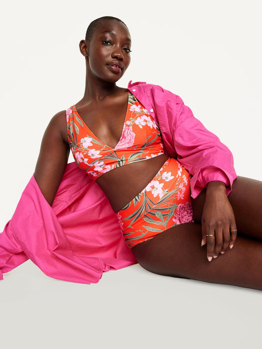 V-Neck Longline Bikini Swim Top