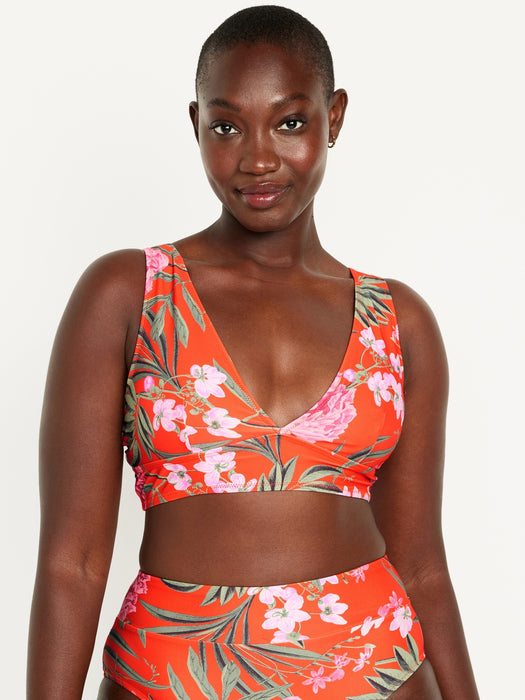 V-Neck Longline Bikini Swim Top