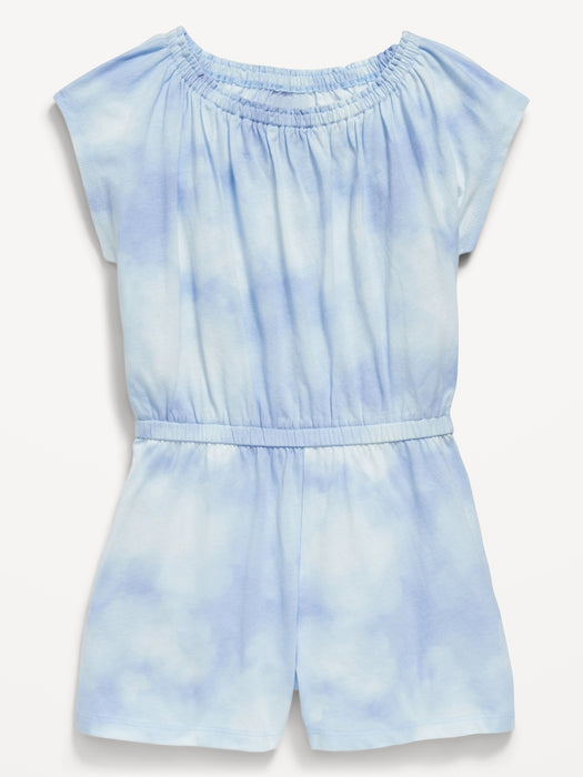 Short-Sleeve Cinched-Waist Romper for Girls
