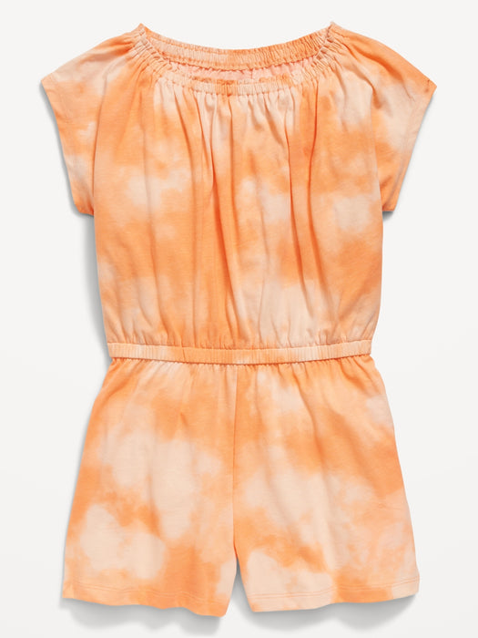 Short-Sleeve Cinched-Waist Romper for Girls