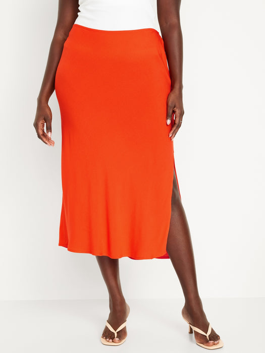 High-Waisted Midi Slip Skirt