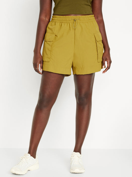 High-Waisted Cargo Utility Shorts -- 5-inch inseam