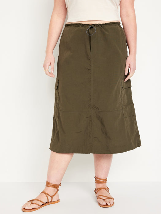 High-Waisted Utility Midi Skirt