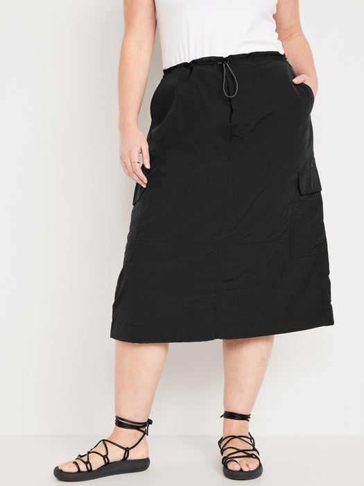 High-Waisted Utility Midi Skirt