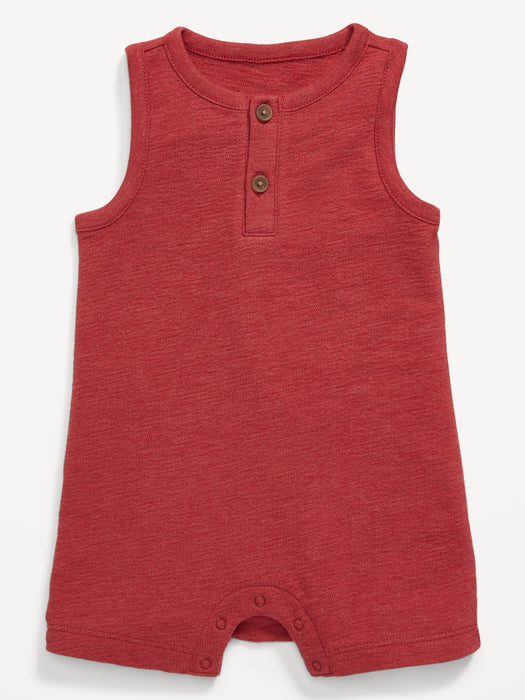 Solid Unisex Henley Romper for Baby