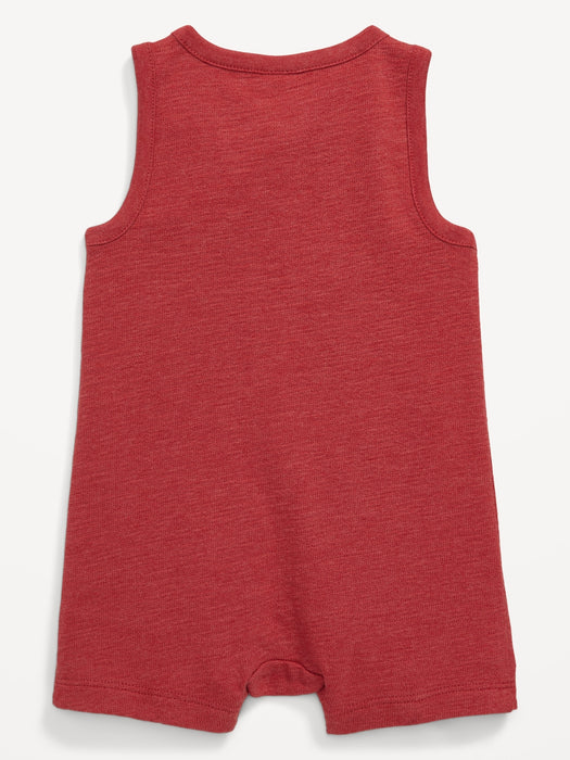 Solid Unisex Henley Romper for Baby