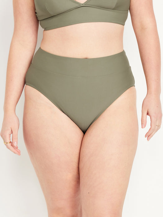 Banded High-Waist Bikini Swim Bottoms