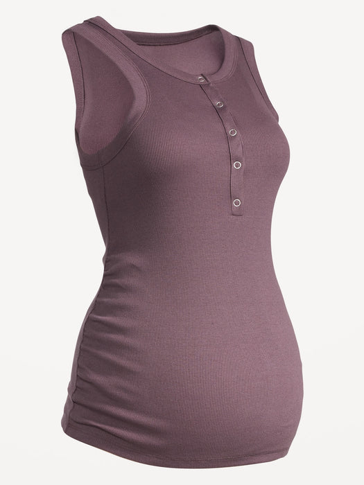 Maternity High-Neck Henley Tank Top