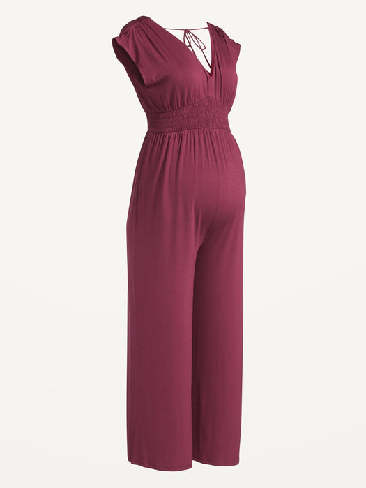 Maternity V-Neck Wide-Leg Jumpsuit
