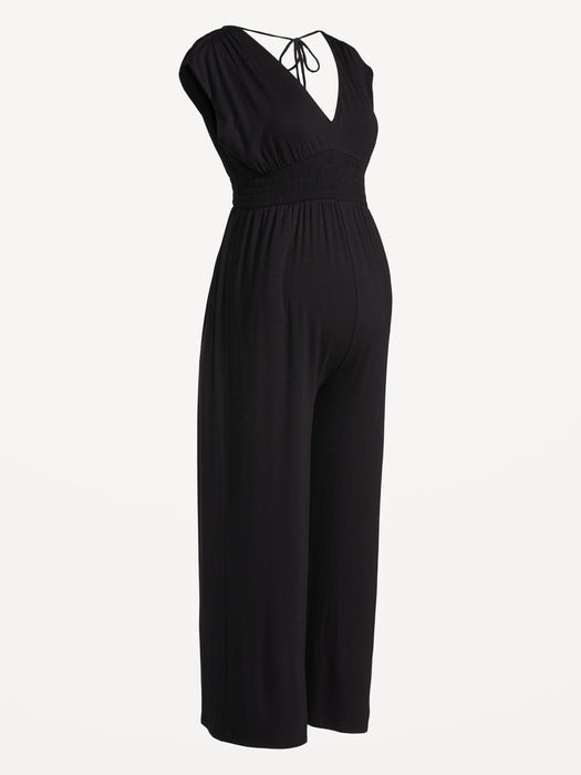 Maternity V-Neck Wide-Leg Jumpsuit