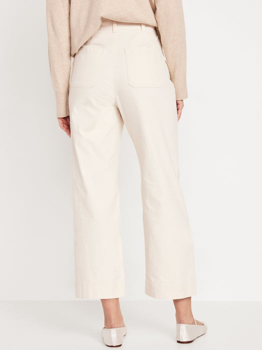 High-Waisted Crop Chino Wide-Leg Pants