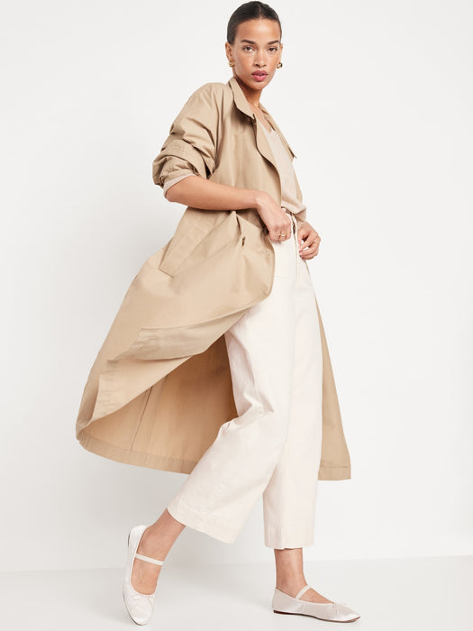 High-Waisted Crop Chino Wide-Leg Pants