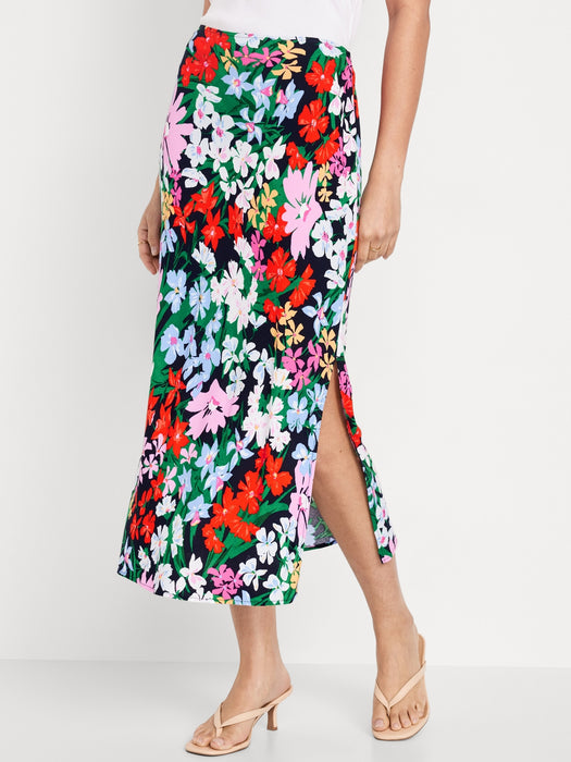 High-Waisted Midi Slip Skirt