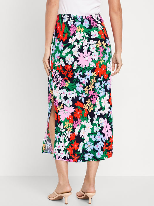 High-Waisted Midi Slip Skirt