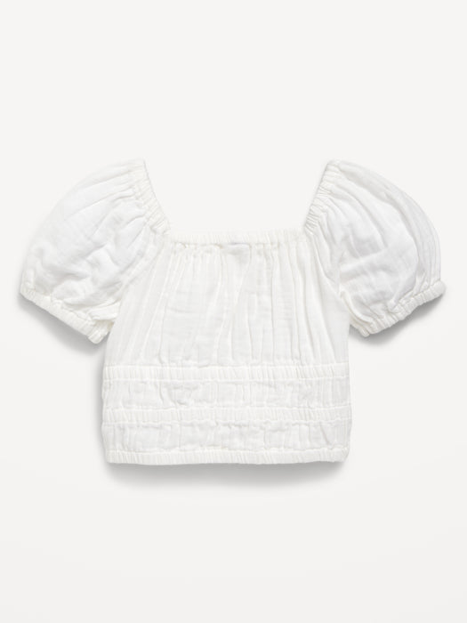 Puff-Sleeve Smocked Top for Girls