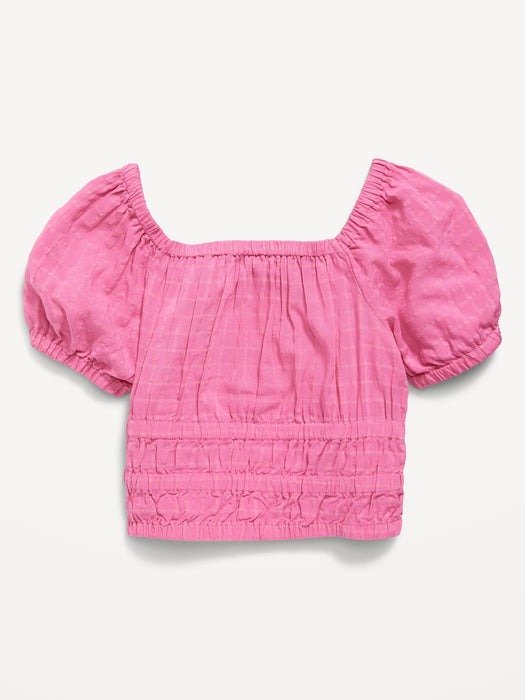 Puff-Sleeve Smocked Top for Girls