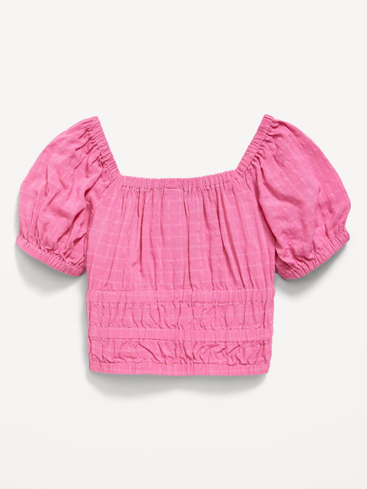 Puff-Sleeve Smocked Top for Girls