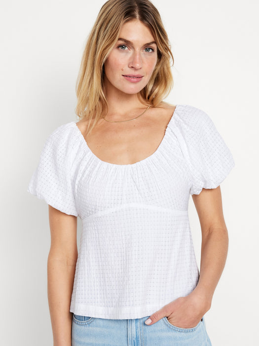 V-Neck Seersucker Top