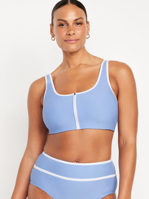 Zip-Front Bikini Swim Top