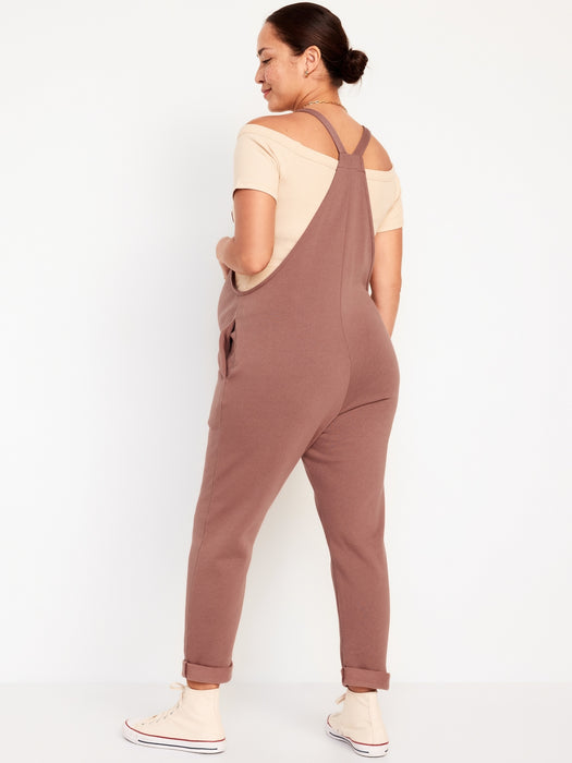 Maternity Knotted-Strap Fleece Overalls