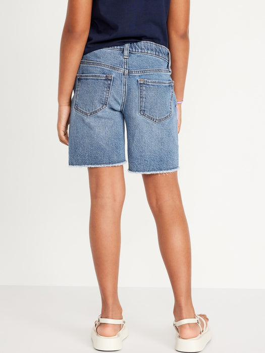 High-Waisted Frayed-Hem Jean Bermuda Shorts for Girls