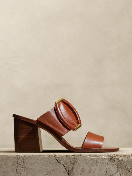 Ravello Leather Mid-Heel Sandal