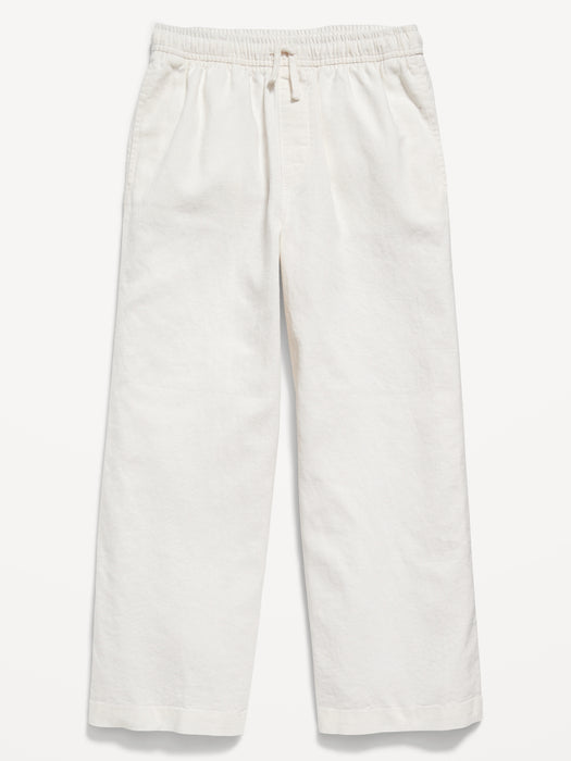 Loose Drawstring Linen-Blend Pants for Girls