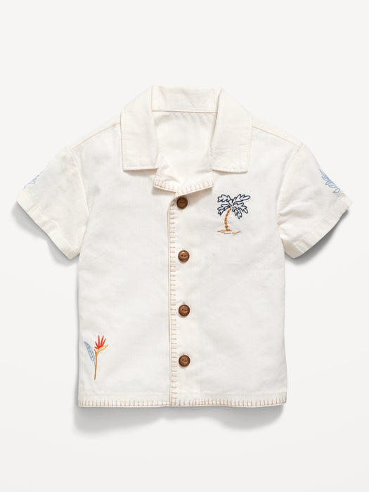 Short-Sleeve Embroidered Camp Shirt for Baby