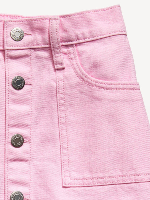 High-Waisted Button-Front Jean Skirt for Girls