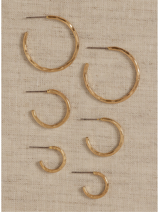 Textured Hoops Set Of 3 | Aureus + Argent