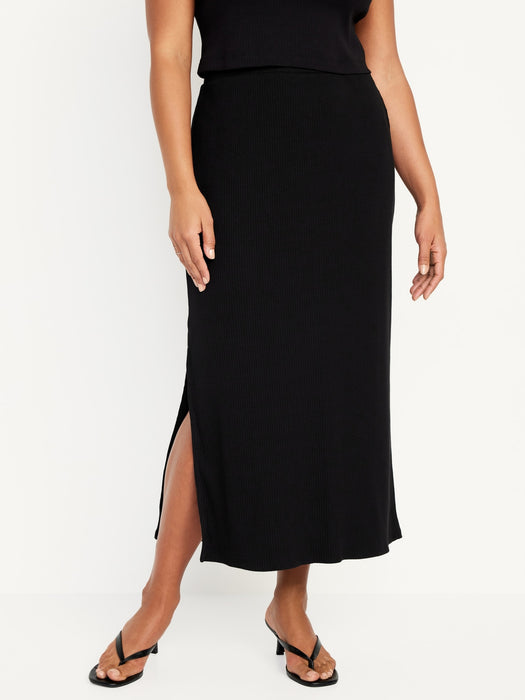 High-Waisted Rib-Knit Maxi Skirt