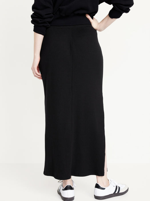High-Waisted Rib-Knit Maxi Skirt