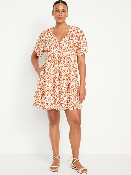 V-Neck Mini Swing Dress