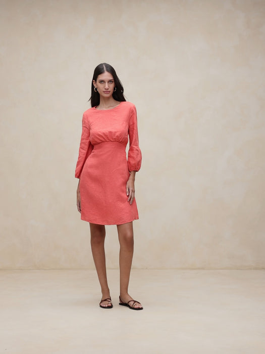 Lisa Open-Back Linen Dress