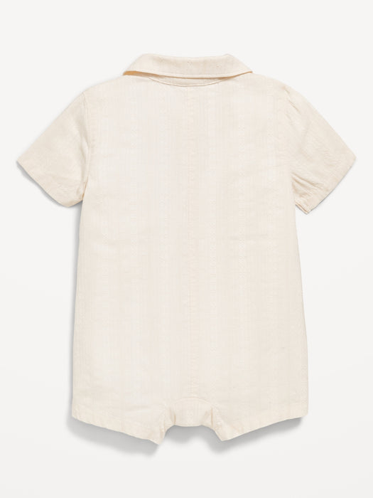 Textured Dobby Utility Pocket Romper for Baby