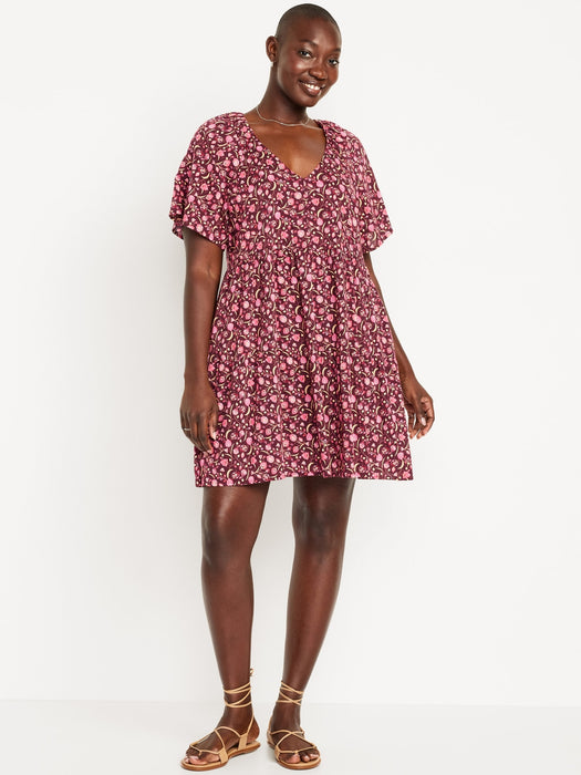 V-Neck Mini Swing Dress