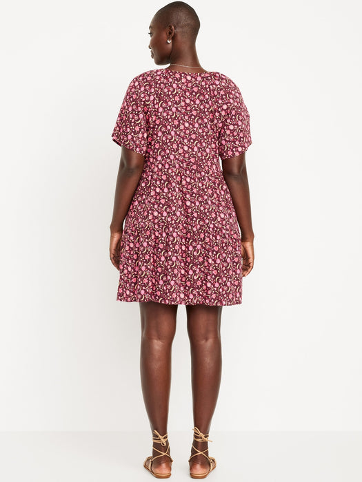 V-Neck Mini Swing Dress