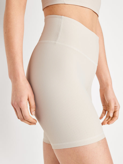 High-Waisted PowerSoft Ribbed Biker Shorts -- 6-inch inseam