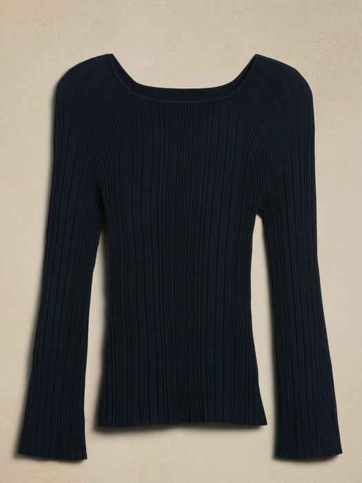 Cece Flare-Sleeve Sweater Top